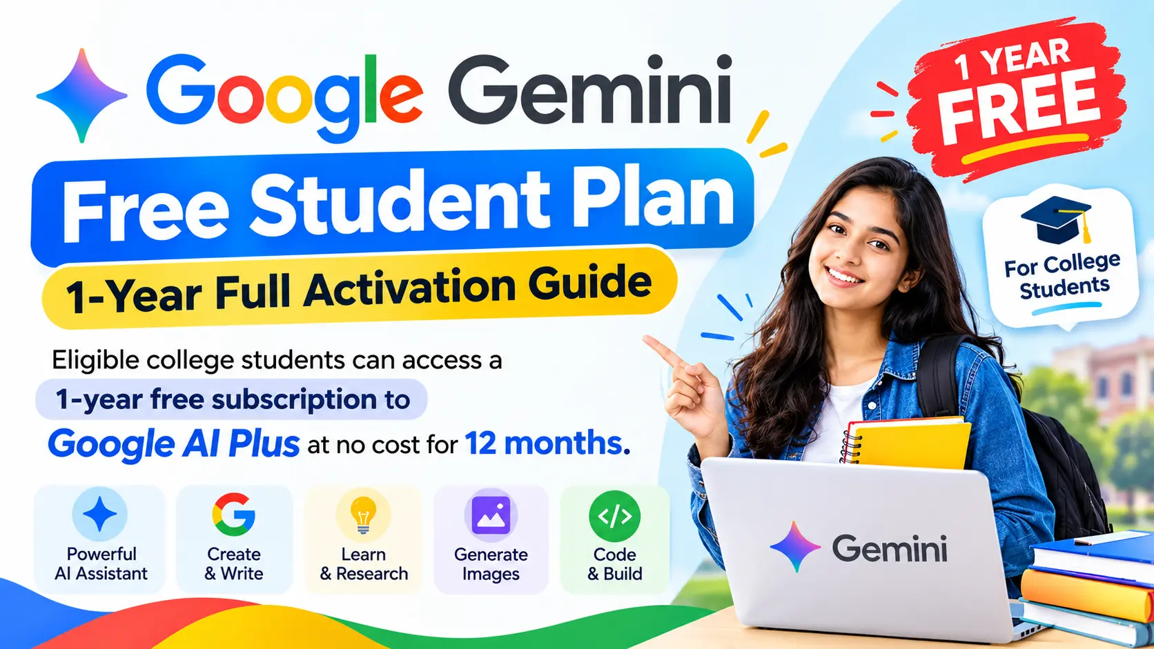 Google Gemini Free Student Plan : 1-Year Full Activation Guide