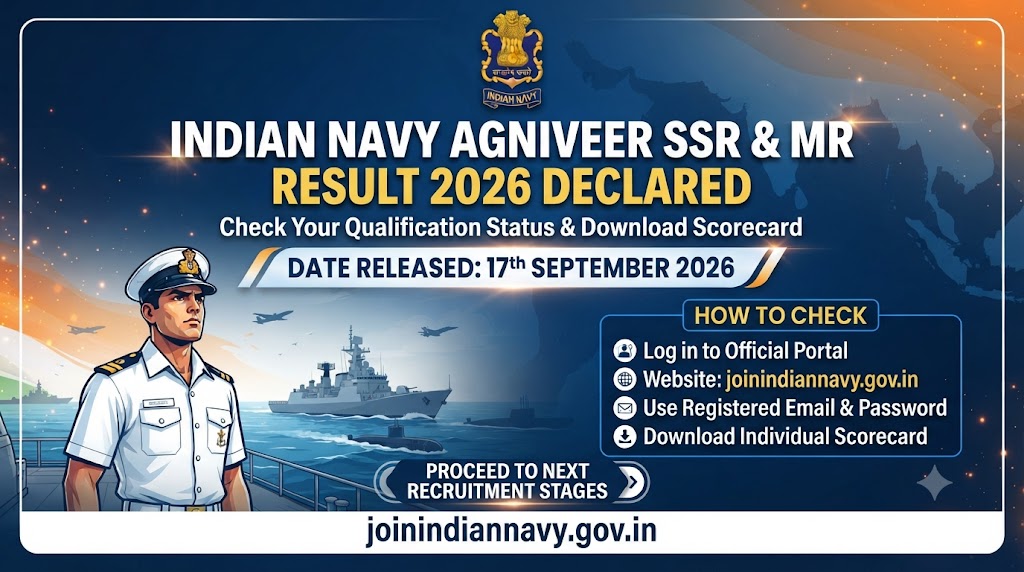 Indian Navy SSR MR Result 2026: Download Scorecard & Merit List