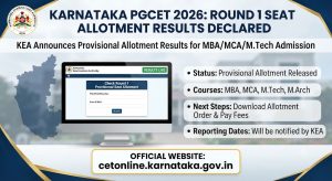 Karnataka PGCET 2026 Round 1 Seat Allotment