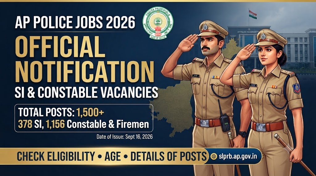 AP Police SI, Constable Jobs 2026 notification was officially issued