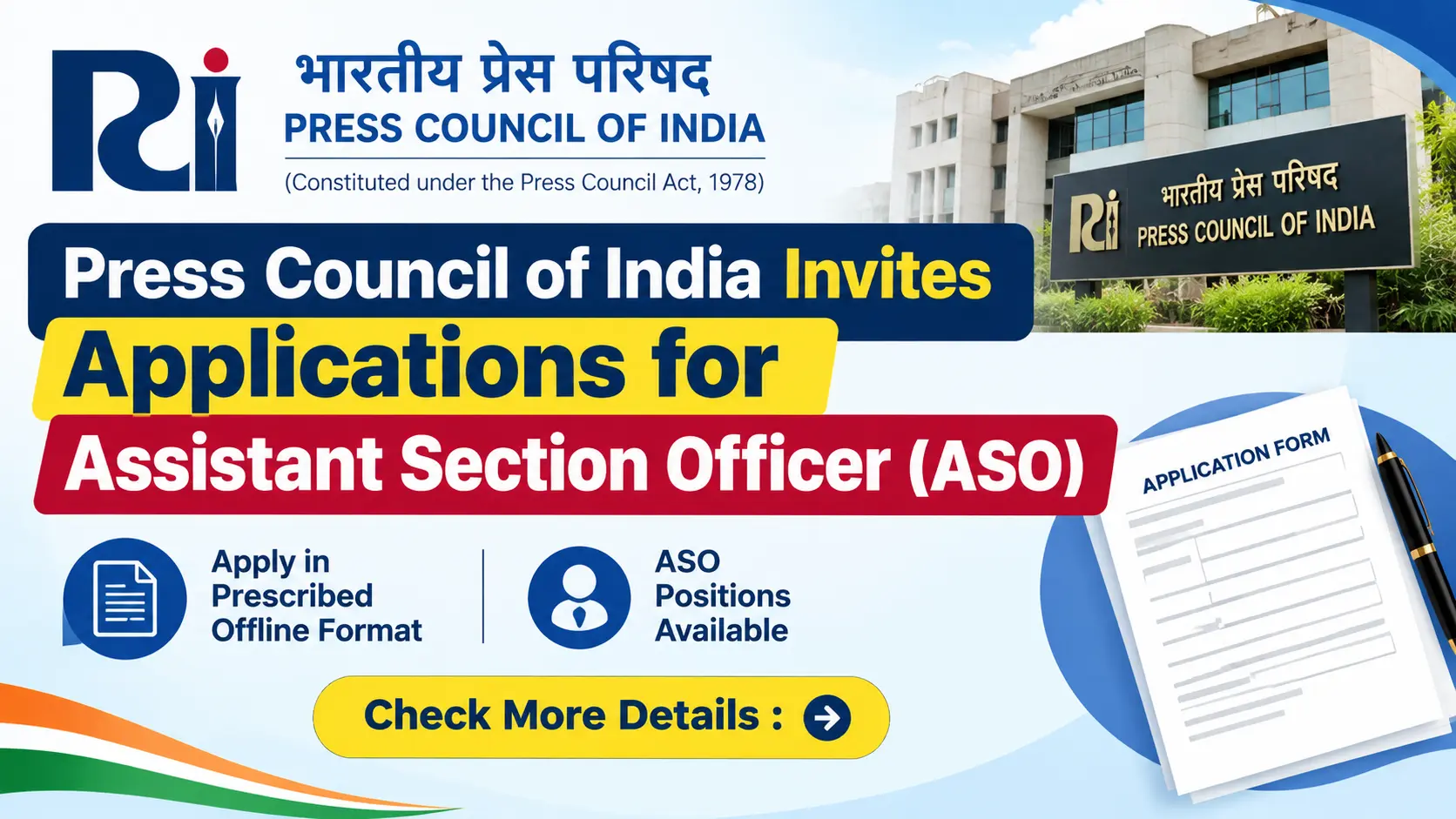 Press Council of India ASO Recruitment 2026: Apply Offline Now
