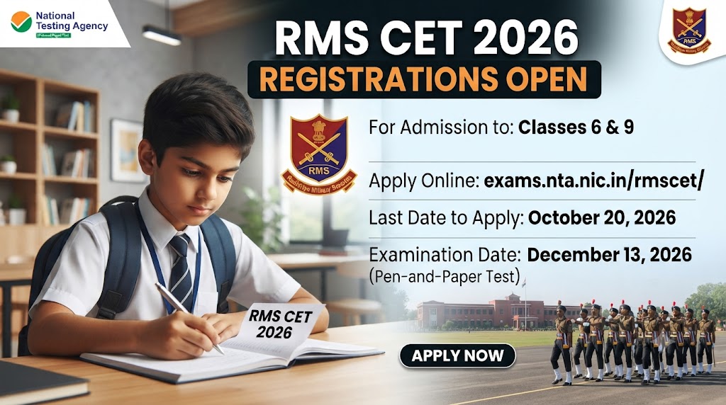 Rashtriya Military School Common Entrance Test 2026: Apply for RMS CET 2026 Admission