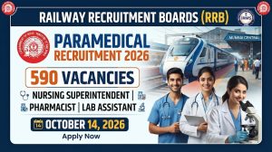 RRB Paramedical Recruitment 2026: Apply For 590 Posts : Nursing Superintendent, Pharmacist, and Lab Assistant