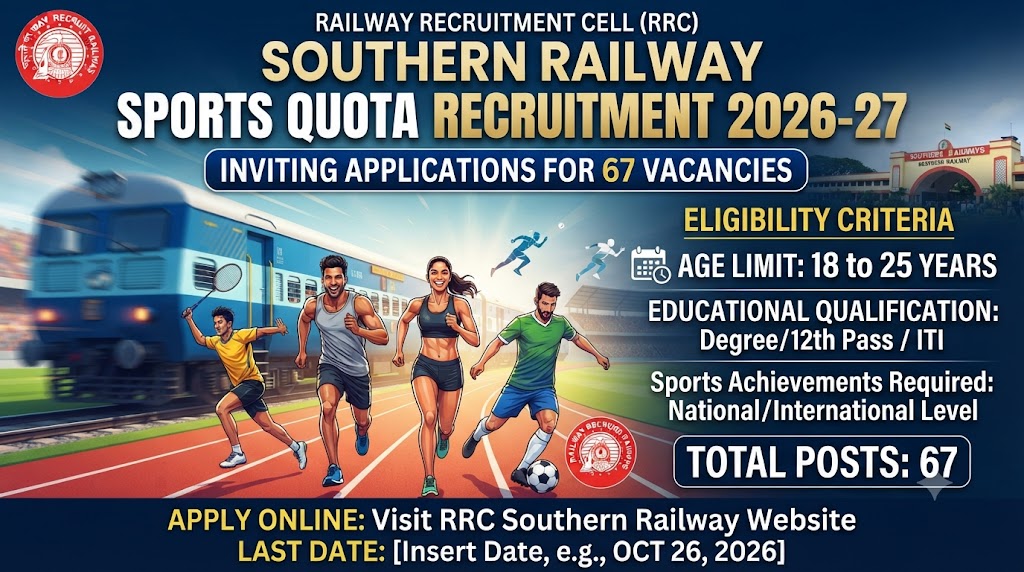 RRC Southern Railway Sports Quota Recruitment 2026