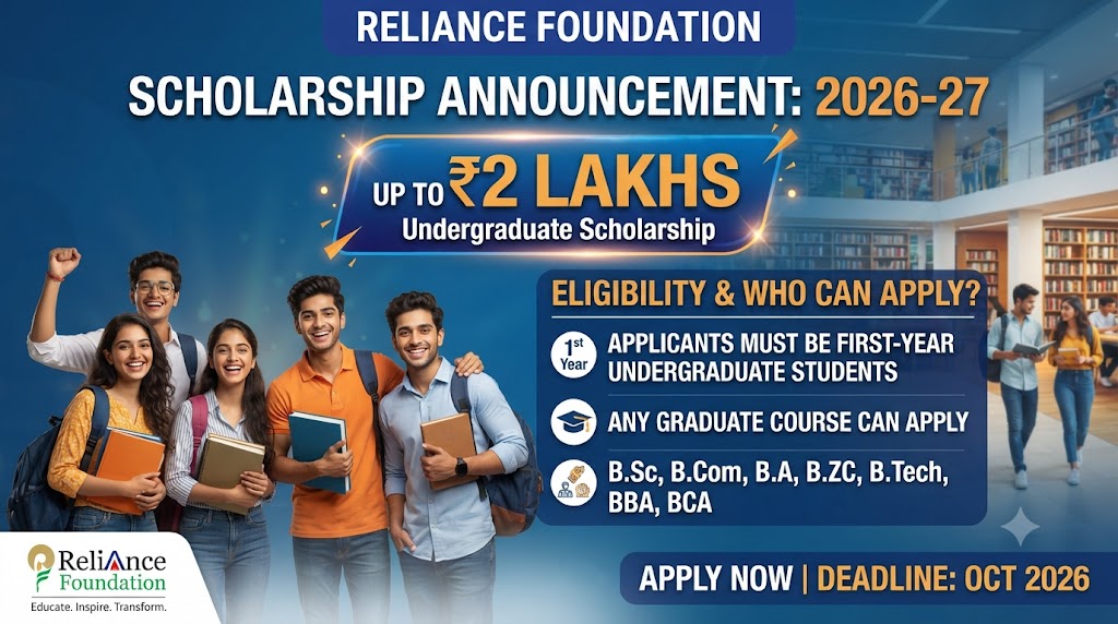Reliance Foundation Undergraduate Scholarship 2026-27