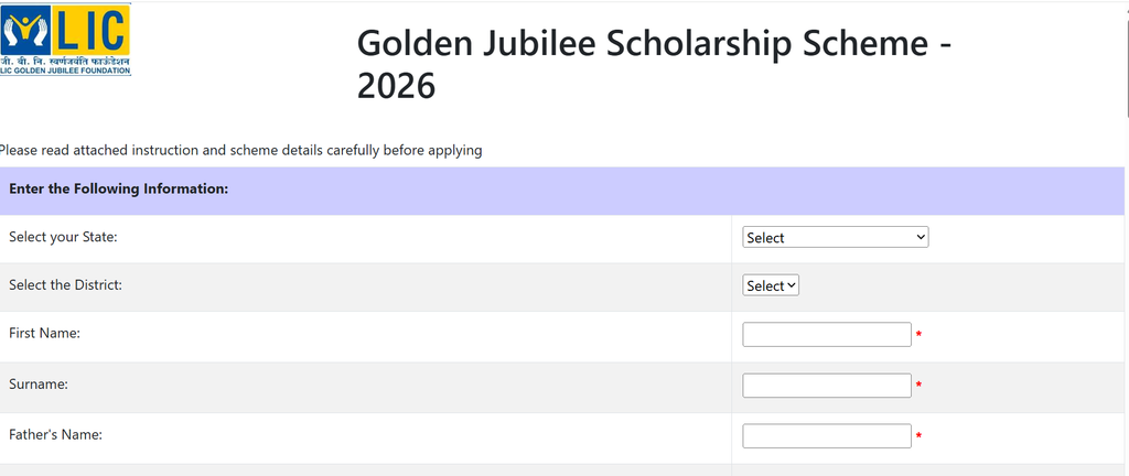 LIC Golden Jubilee Scholarship 2026