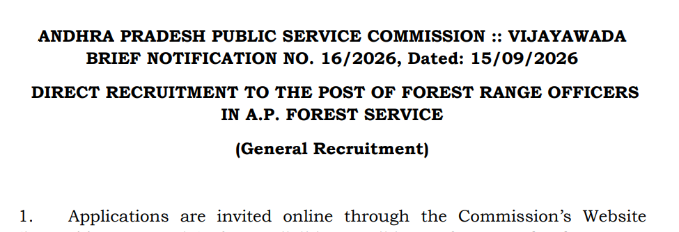 APPSC Forest Range Officer Recruitment 2026