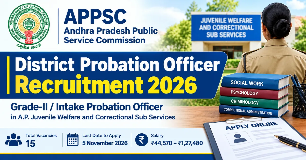 APPSC District Probation Officer Recruitment 2026: Apply Online for 15 Posts, Eligibility, Salary and Last Date