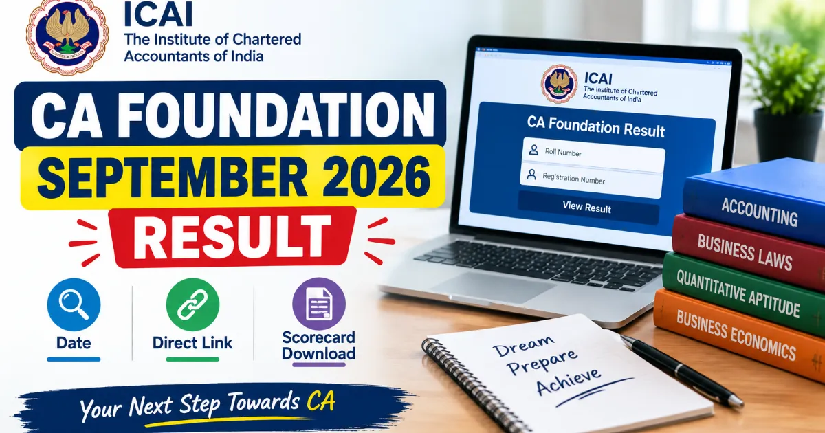 CA Foundation September 2026 Result: Date, Direct Link, Scorecard Download