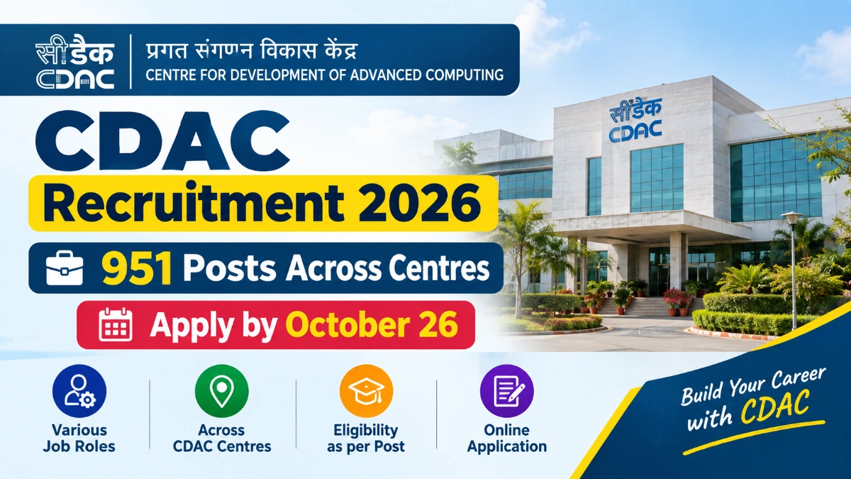 CDAC Recruitment 2026: 951 Posts, Apply by October 26