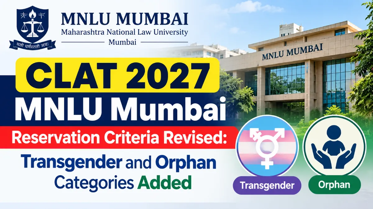 CLAT 2027 MNLU Mumbai Reservation Criteria Revised: Transgender and Orphan Categories Added