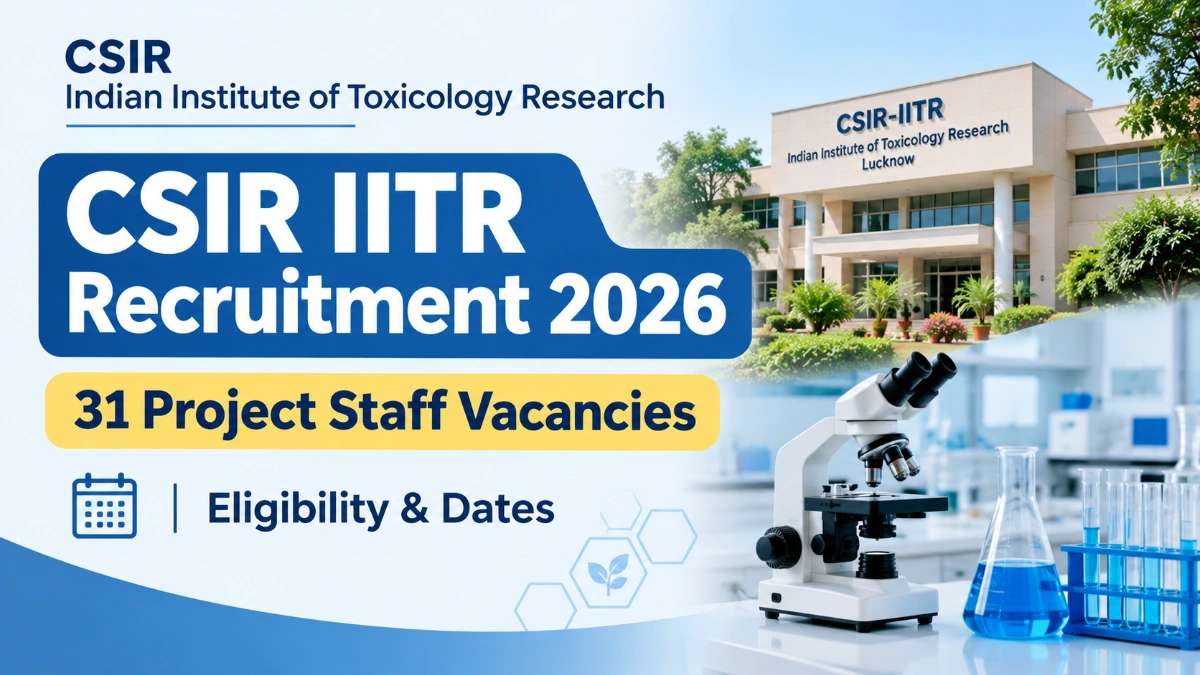 CSIR IITR Recruitment 2026: 31 Project Staff Vacancies, Eligibility and Dates