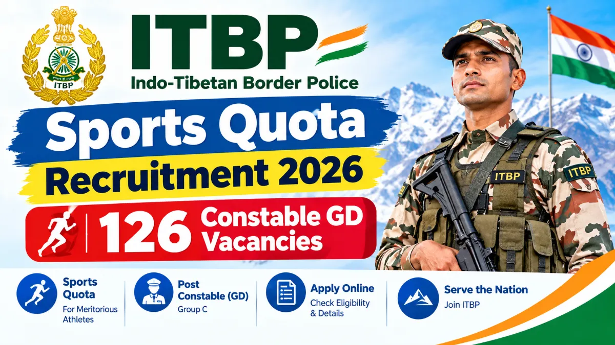 ITBP Sports Quota Recruitment 2026: 126 Constable GD Vacancies