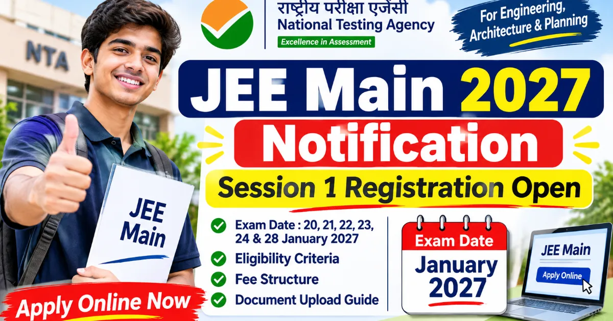 JEE Main 2027 Notification: Apply Online, Exam Date, Eligibility, Fee Structure and Complete Details