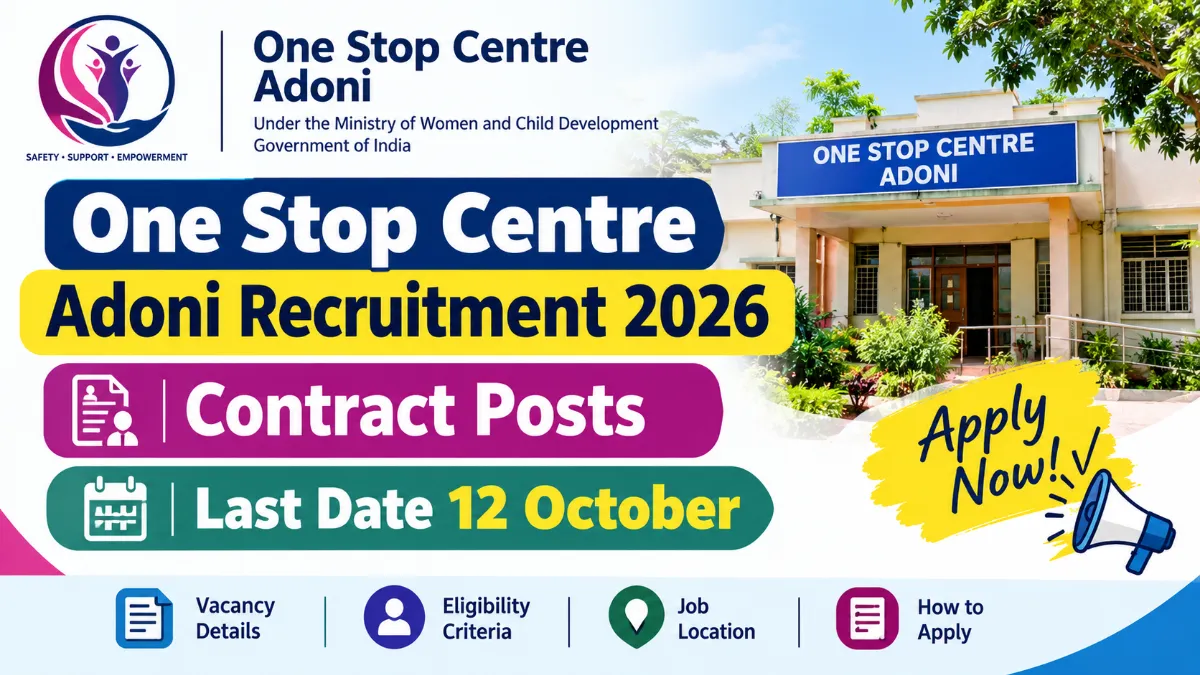 One Stop Centre Adoni Recruitment 2026: Contract Posts, Apply Offline by 12 October