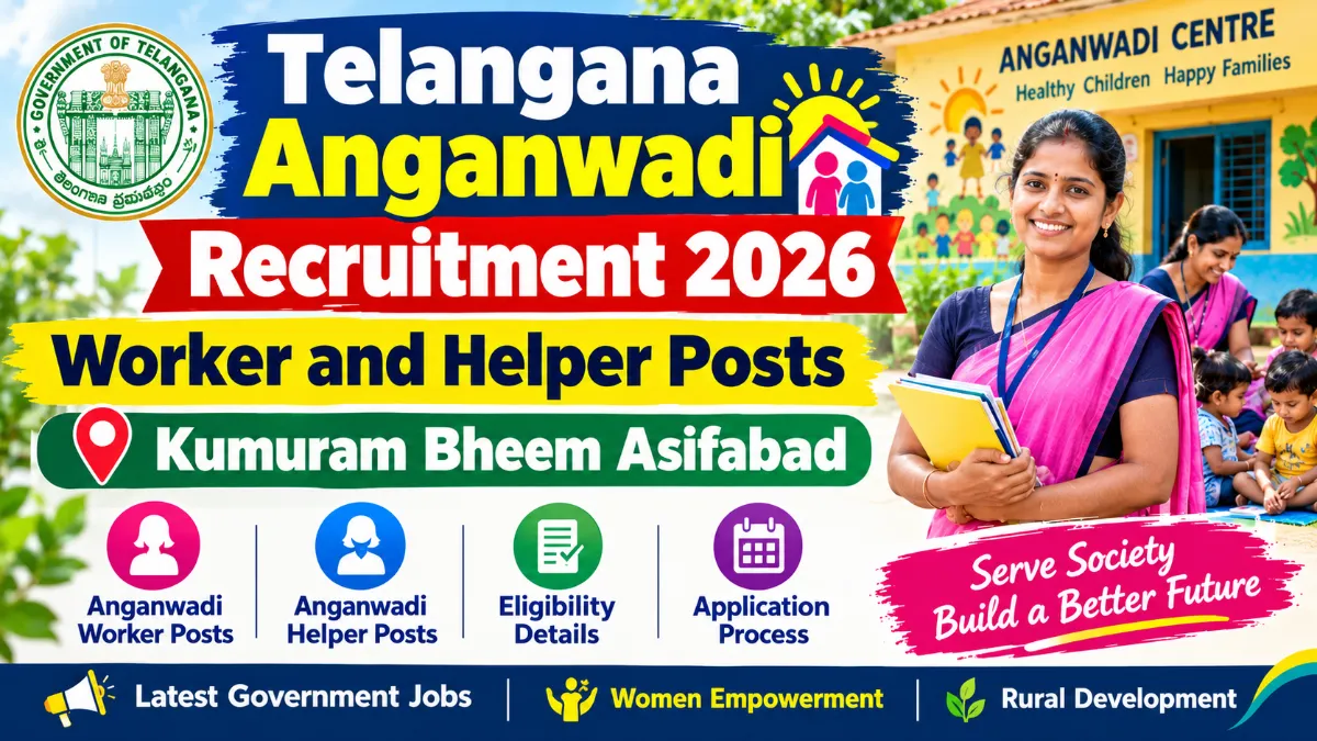 Telangana Anganwadi Recruitment 2026 : Worker and Helper Posts : Kumuram Bheem Asifabad Jobs