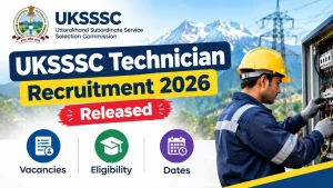 UKSSSC Technician Recruitment 2026 Released : Vacancies , Eligibiity , Dates