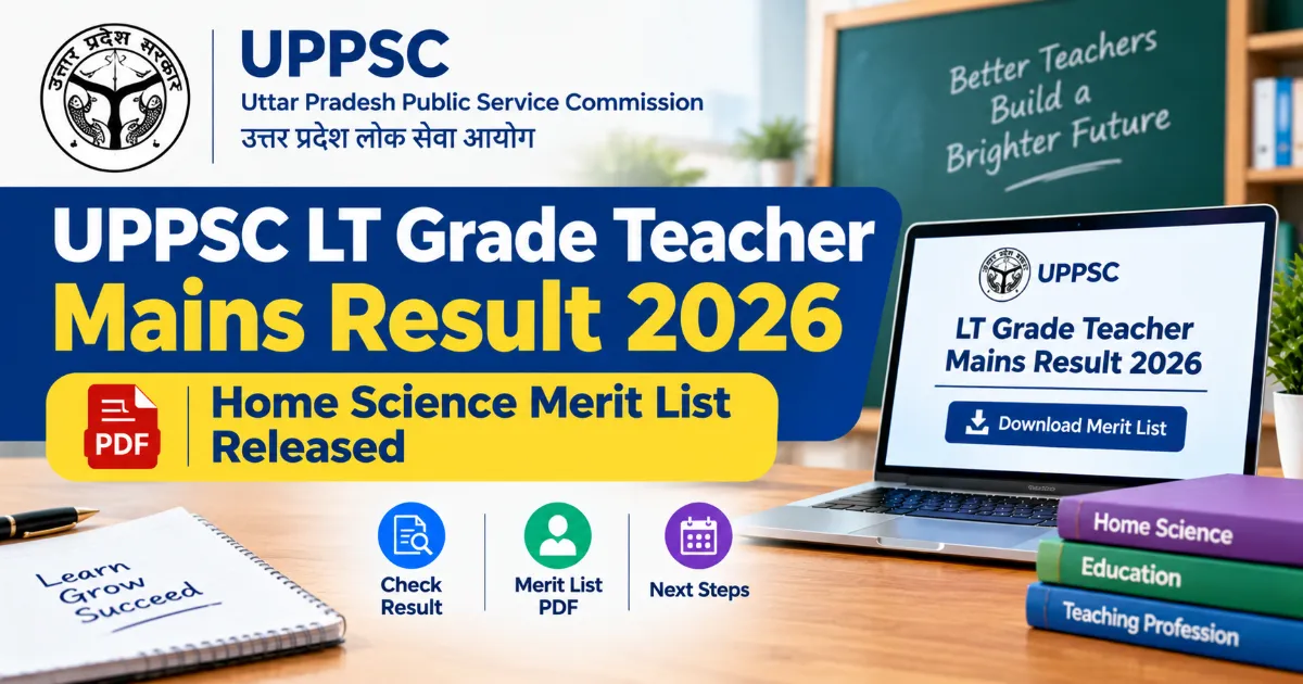 UPPSC LT Grade Teacher Mains Result 2026: Home Science Merit List Released